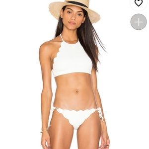 Marysia scalloped Mott halter bikini top in tan ‘canyon’ - Size M - Like new!